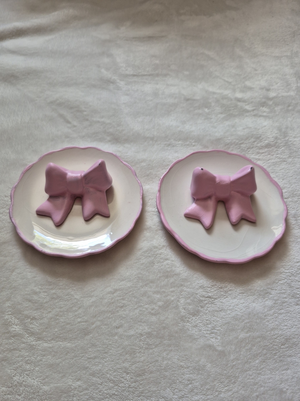 Pink Bow Coquette Ceramic Trinket Dishes - Set of 2